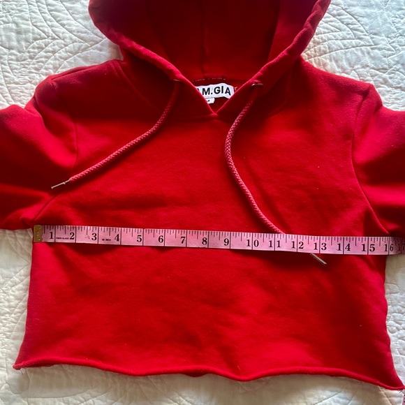 I.AM.GIA Cropped Hoodie. Red & White. Medium - Picture 10 of 10
